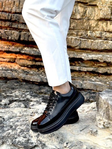 PATENT BLACK LEGGIO ŞIK ERKEK HAKİKİ DERİ AYAKKABI SİYAH RUGAN - 41