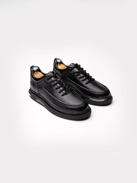 BLACK PATENT LEATHER OLD AIR COMFORTABLE MEN'S LEATHER CASUAL SHOES BLACK BLACK PATENT - 45