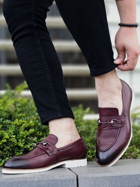 İBAY 036 DANIEL CLARET MEN'S LEATHER STYLE DAILY CHIC SHOES Claret Red - 39