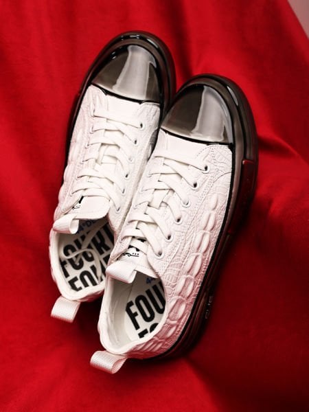 WHITE DELUXS GENUINE LEATHER LUXURY MEN'S CASUAL SHOES WHITE - 43