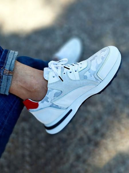 WHITE URBAN URBAN ERKEK HAKİKİ GÜNLÜK DERİ AYAKKABI BEYAZ KAMUFLAJ - 40