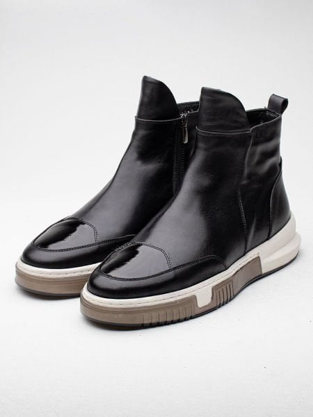 İBAY 15703 CHUCK BLACK MEN'S STYLE SHOES BLACK BLACK Patent Leather - 43