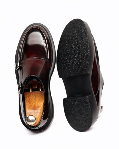 CLARED RED KRASS ECHTLEDER HERREN KLASSISCHE SCHUHE CLARET RED OPEN W - 45