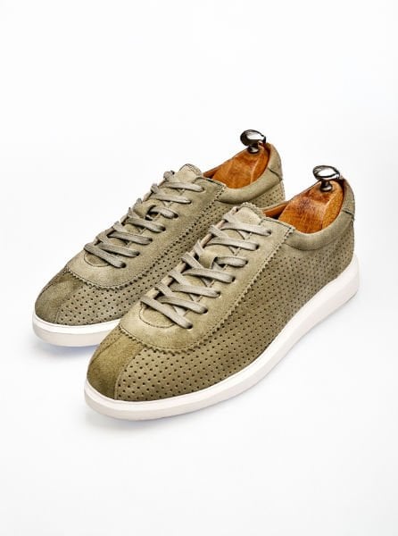GREEN SUEDE  PASS-X  RAHAT ERKEK DERİ YAZLIK AYAKKABI YEŞİL SÜET - 44