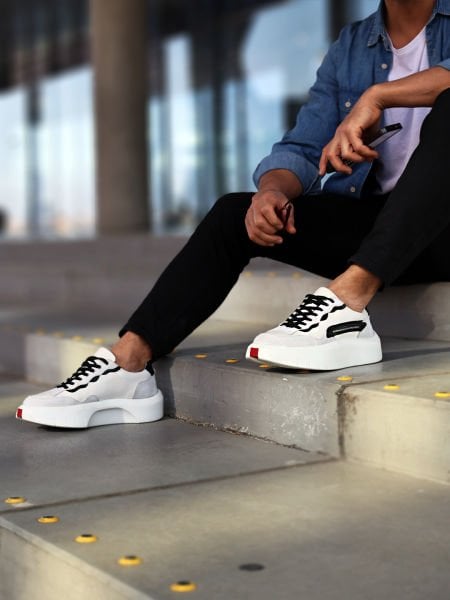 WHITE VOVA GENUINE LEATHER MEN'S CASUAL STYLE SHOES WHITE - 43