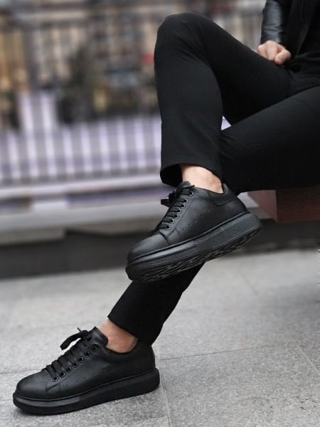 İBAY 022 KARPALO BLACK MEN'S LEATHER DAILY STYLE SHOES BLACK BLACK - 41