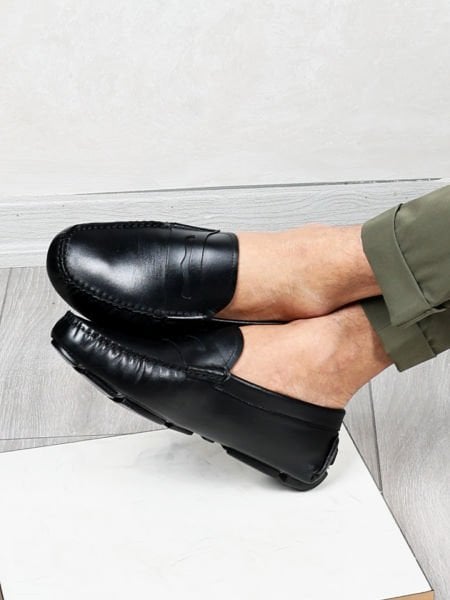 BLACK SPRING GENUINE LEATHER COMFORTABLE MEN'S SHOES BLACK - 43