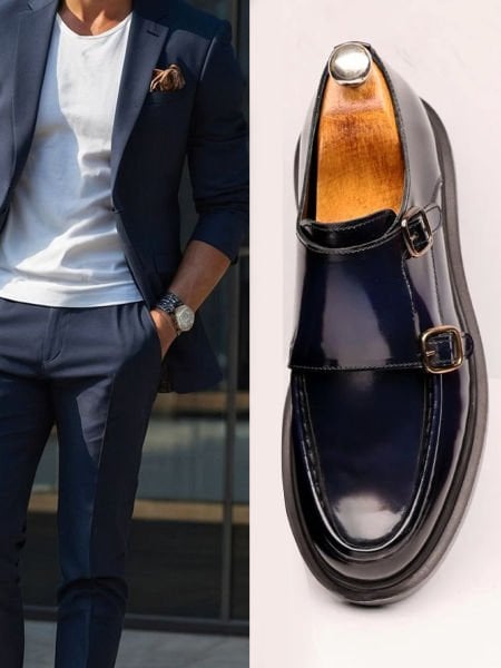 NAVY BLUE KRASS HAKİKİ DERİ ERKEK AYAKKABI LACİVERT AÇMA - 41