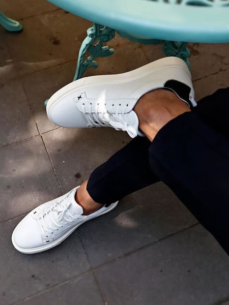 WEISSE RAMSES LEDER-FREIZEITSCHUHE WEISS SCHWARZ - 41