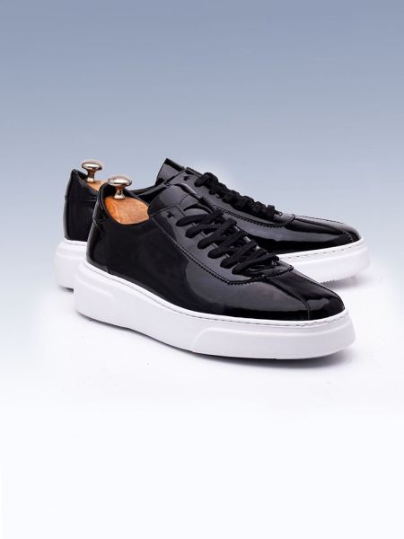 İBAY JOHN PATENT BLACK HAKİKİ DERİ GÜNLÜK AYAKKABI SİYAH RUGAN - 41