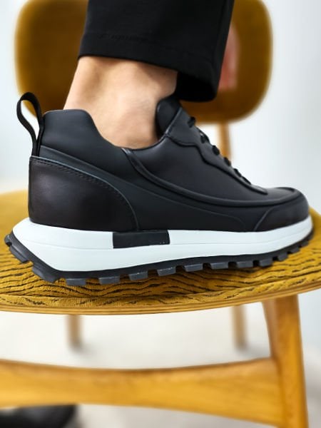 BLACK BERLIN GENUINE LEATHER COMFORTABLE MEN'S SHOES BLACK - 40