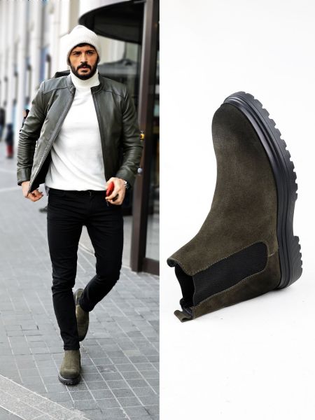 GREEN SUEDE DAVIES HAKİKİ DERİ BOT HAKİ SÜET - 40
