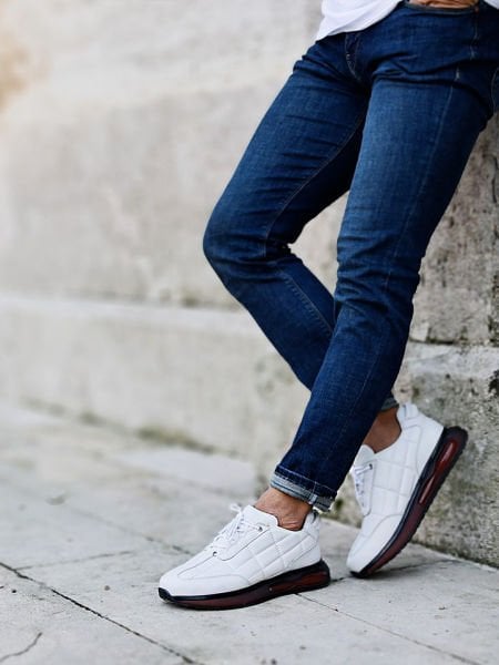 İBAY STAR WHITE MEN'S LEATHER DAILY STYLE SHOES WHITE - 42