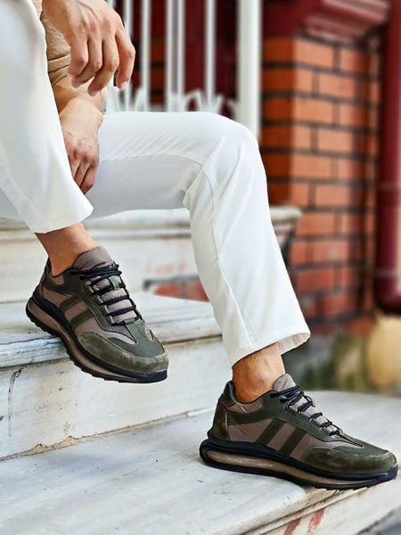 GRÜNE BARRY AIR KOMFORTABLE TÄGLICHE SCHUHE AUS ECHTLEDER