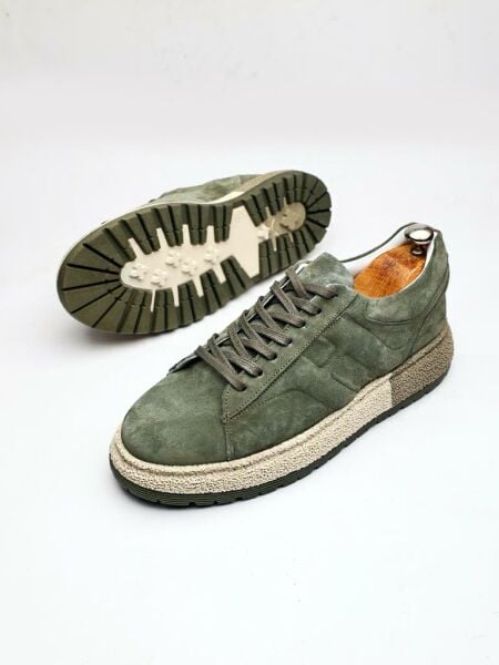 GREEN SUEDE CALİ HAKİKİ DERİ ERKEK GÜNLÜK AYAKKABI YEŞİL SÜET - 43