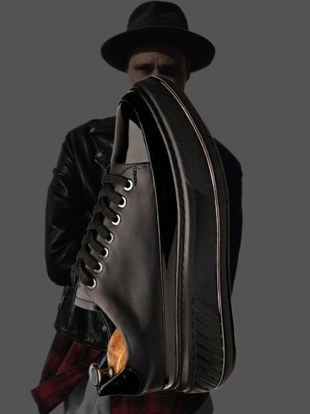 BLACK GRAVIS KALIN TABAN HAKİKİ DERİ GÜNLÜK AYAKKABI SİYAH RUGAN - 42