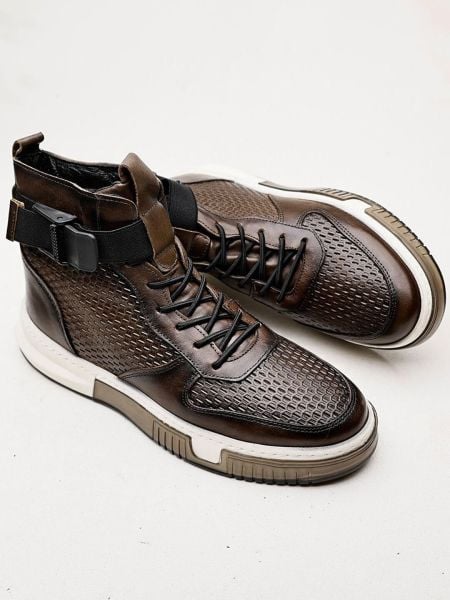 Q-STYLE 15707 STYLE KHAKI MEN'S LEATHER DAILY STYLE BOOTS KHAKI - 42