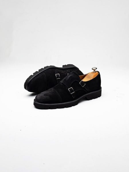 BLACK SUEDE LAZZA HAKİKİ DERİ GÜNLÜK KLASİK AYAKKABI SİYAH SÜET - 46