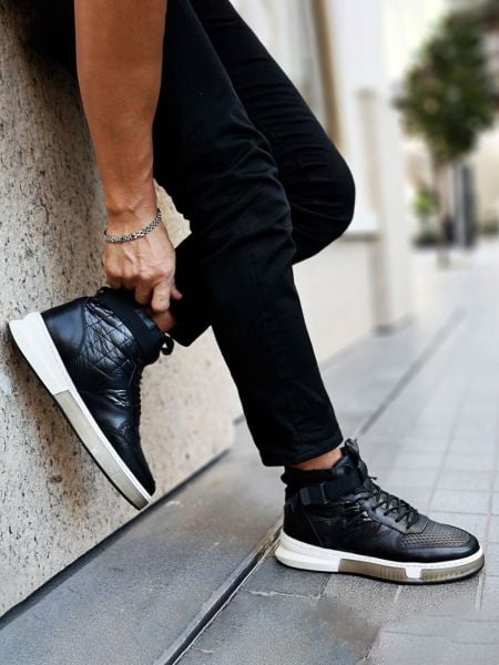 BLACK Q-STYLE HAKİKİ DERİ BOT SİYAH - 42