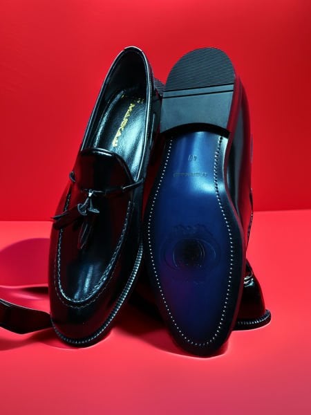 SCHWARZE LACKLEDER-FREIZEITSCHUHE MORRIS FÜR HERREN SCHWARZ OFFEN - 47