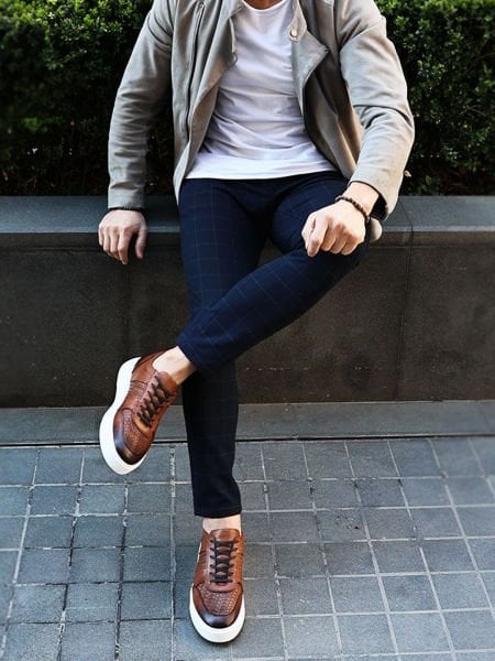 İBAY 185 LIKE TABA MEN'S LEATHER DAILY SHOES TABA CROCO - 40