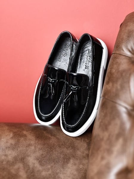 SCHWARZES LACKLEDER NIEDLICHE LEDER-SCHUHE IM TÄGLICHEN STYLE SCHWARZES Lackleder - 42