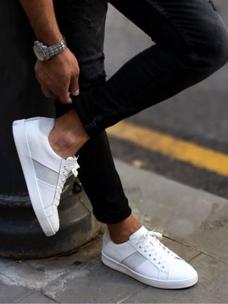 İBAY BRILLIANT Men's White Genuine Leather Casual Shoes WHITE - 42