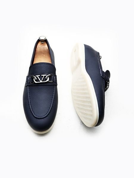 NAVY BLUE SPARK MEN'S LEATHER CASUAL SHOES NAVY BLUE - 43