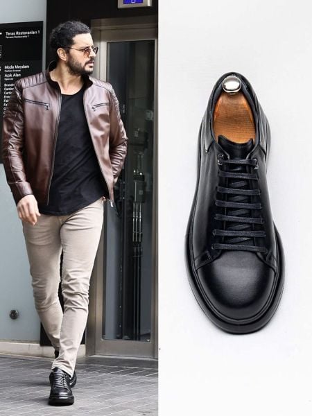 İBAY 1901 JACKSON BLACK MEN'S DAILY COMFORTABLE STYLE SHOES BLACK - 45