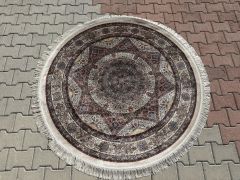 Star Series Brown Silk Round Rug