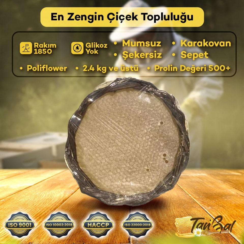 MUMSUZ ŞEKERSİZ TAMAMI ARI YAPIMI SEPET BAL 2KG-2.4KG