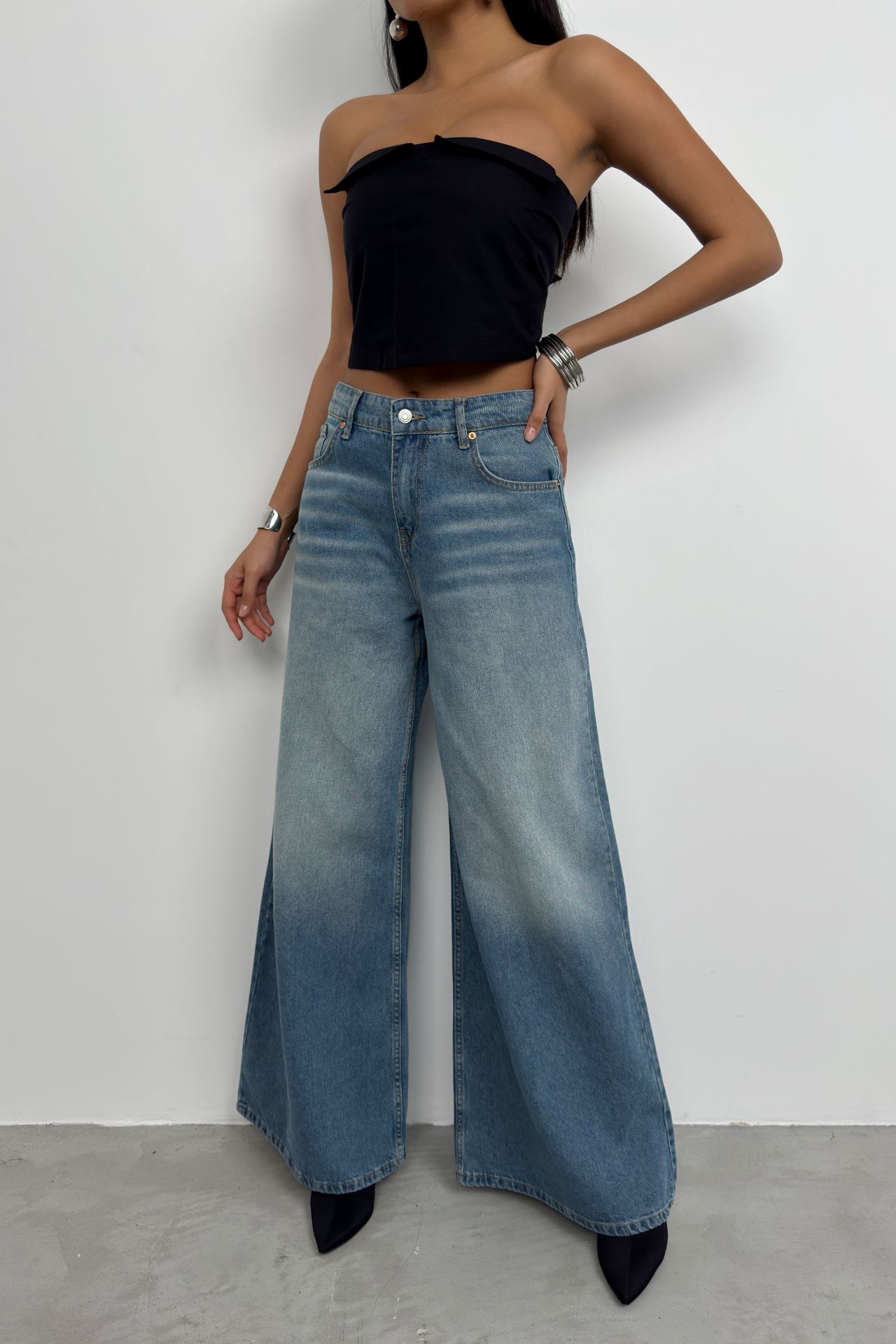 Toptan Wide Leg Yıkamalı Jean