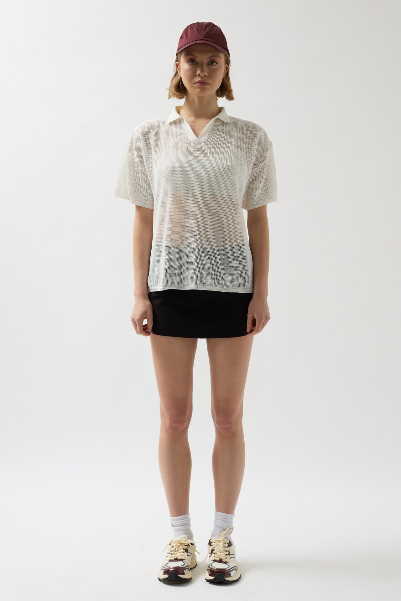 Toptan Polo Yaka Transparan Ekru T-Shirt