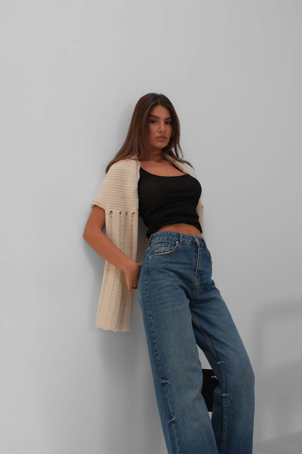 Toptan Püskül Paça Detay Mavi Jean
