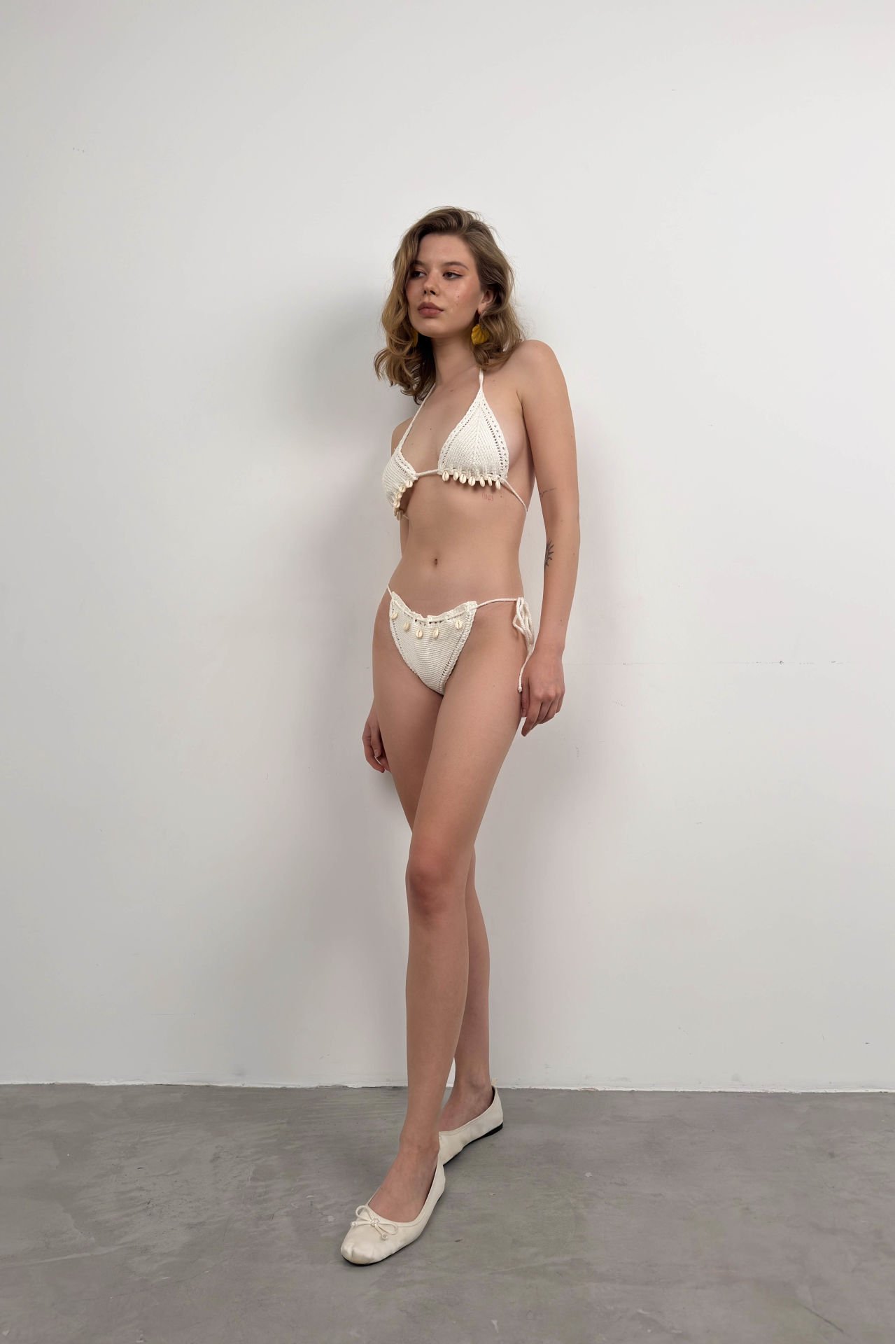 Toptan Örgü Ekru Bikini