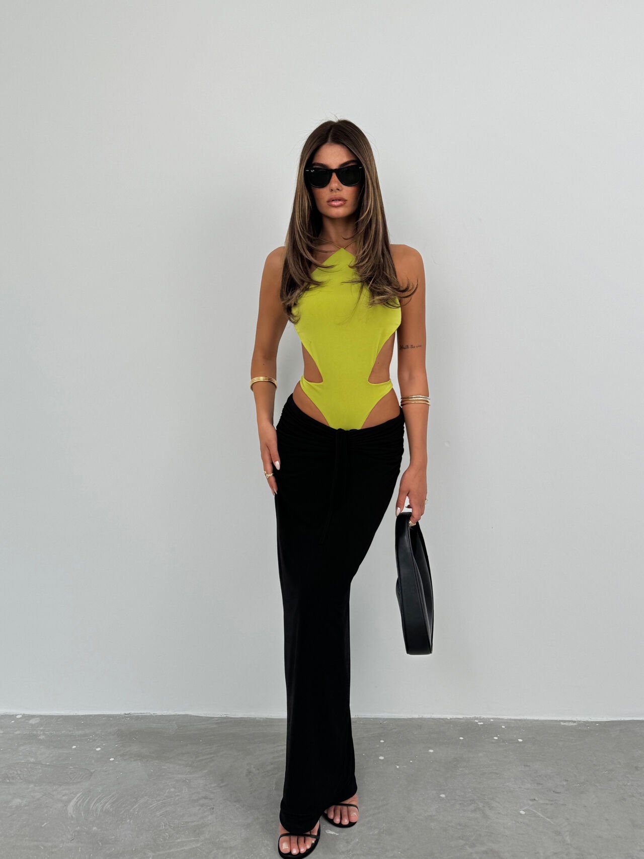 Toptan Sırt Detay Lime Bodysuit