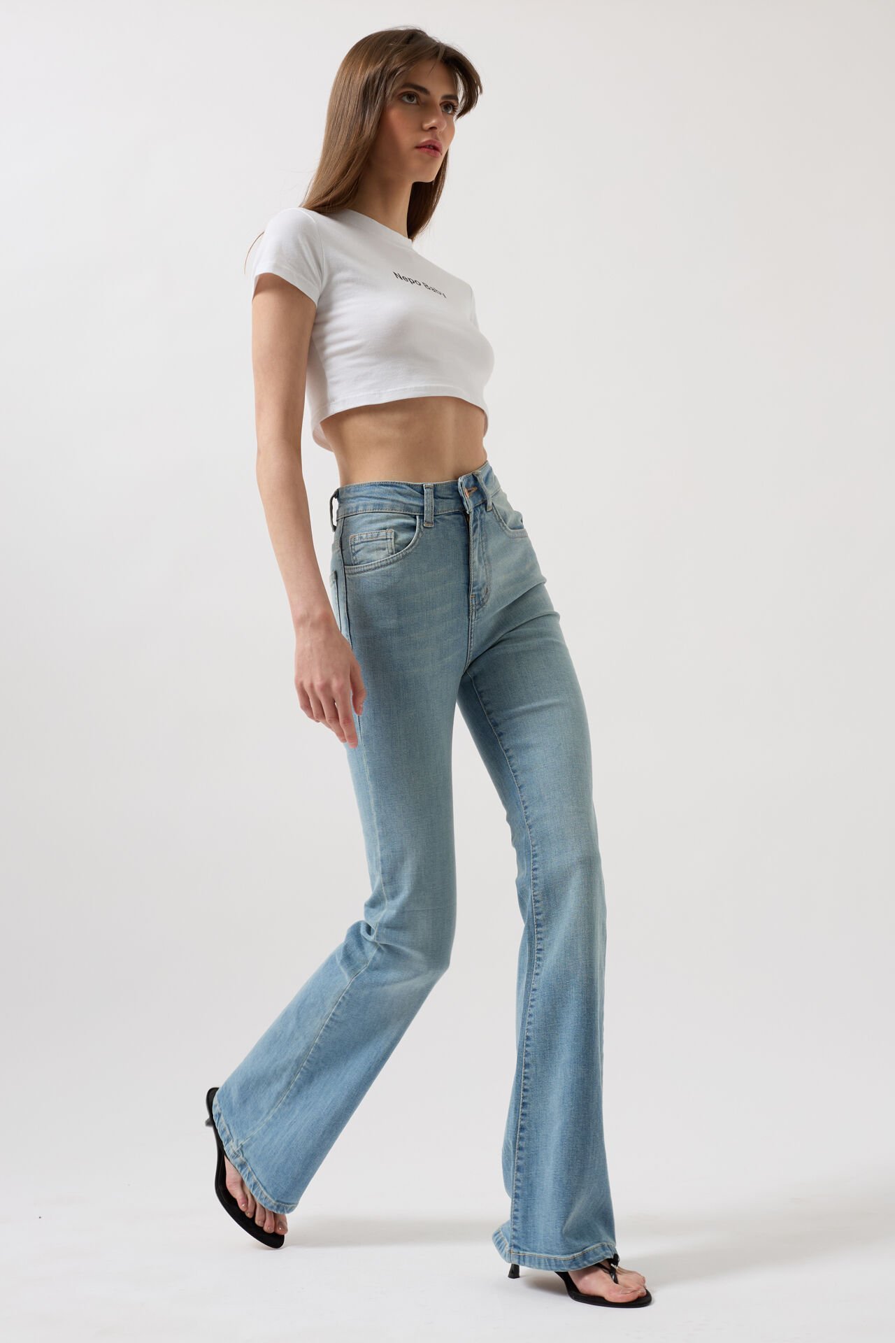 Toptan Yüksek Bel Basic Skinny Açık Mavi Jean