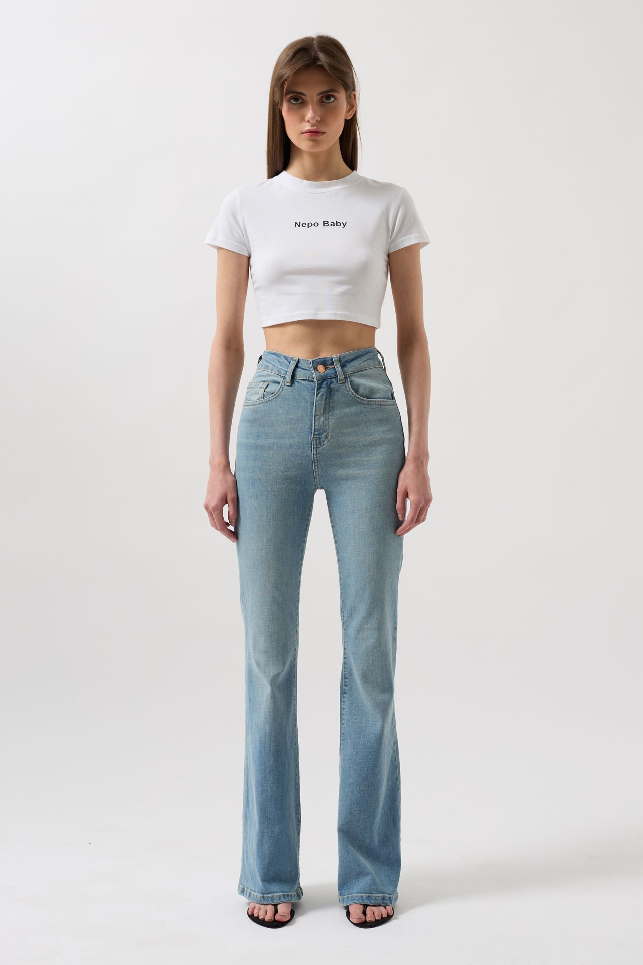 Toptan Yüksek Bel Basic Skinny Açık Mavi Jean