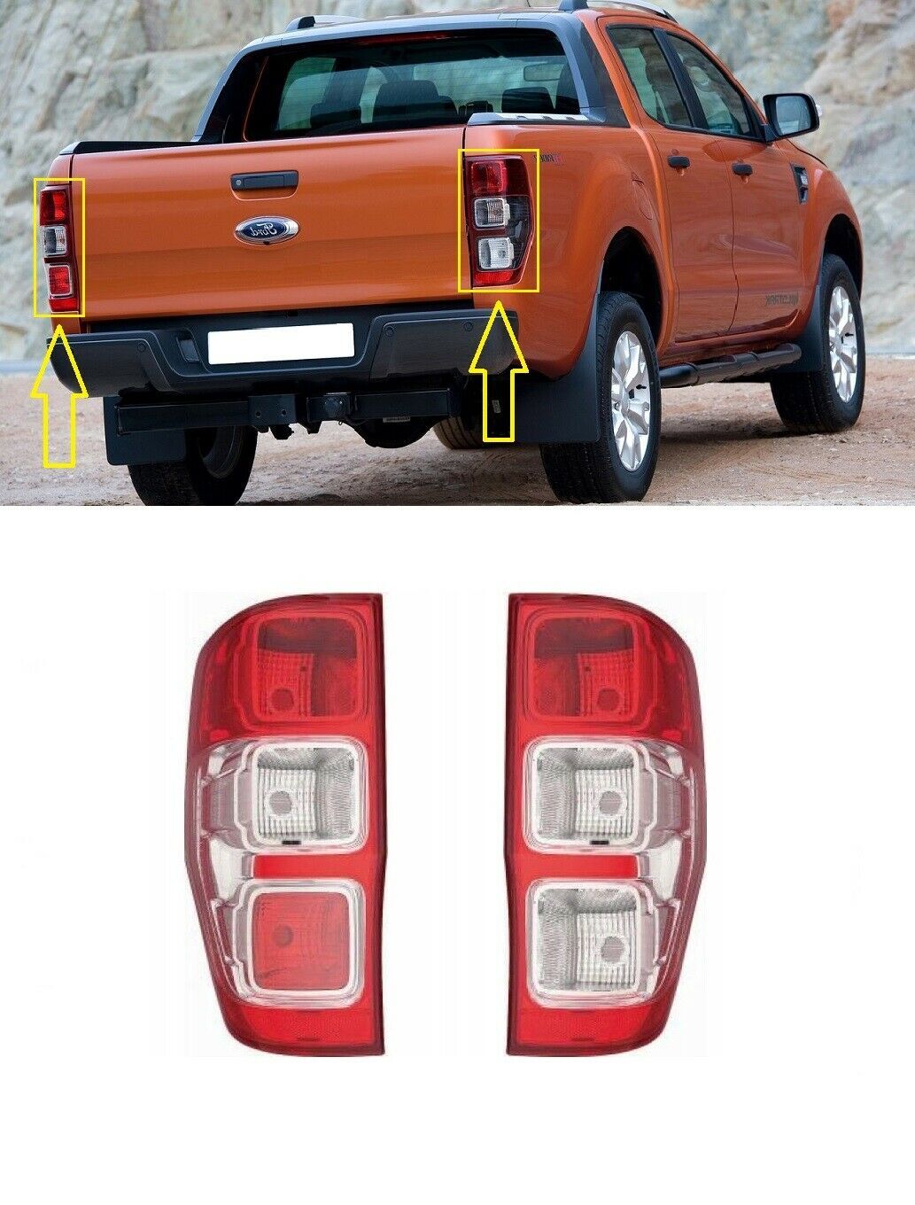 Ford Ranger Arka Stop Lambası Sağ-Sol Takım Sisli 2012- Beyaz Zemin