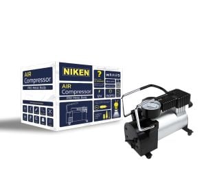 Niken Lastik Şişirme Hava Kompresörü Metal Gövde 12V Çakmaklık 150 Psi