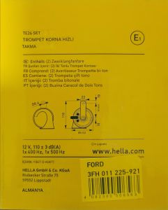 Ford Trompet Korna Takımı Çift Tonlu Kalın ve İnce 12V (500Hz) + (400Hz)