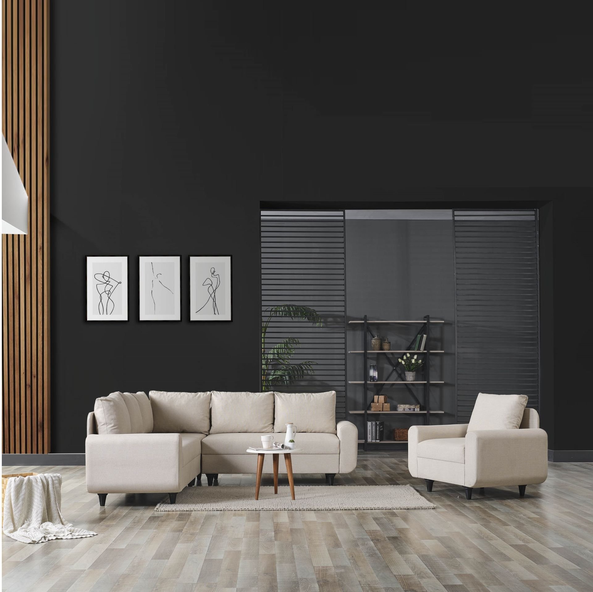 Corner Flavia Plus Köşe Takımı Berjerli Krem