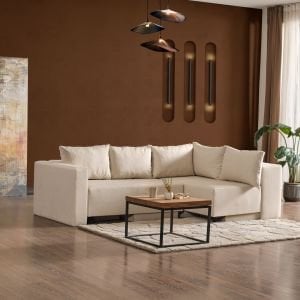 CORNER POLY-L KÖŞE TAKIMI-KANEPE-YATAK-DİNLENME Krem