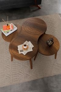 Marlo MDF Orta Sehpa - Zigon Sehpa 3lü Takım Cnc İşleme