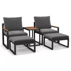 5 Parça Metal Çerçeve Outdoor Multilounge Bahçe Balkon Mobilya,Uzanma