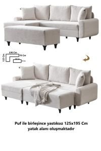 Corner Flavia Köşe Takımı Puflu EKRU