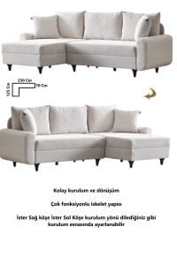 Corner Flavia Köşe Takımı Puflu EKRU