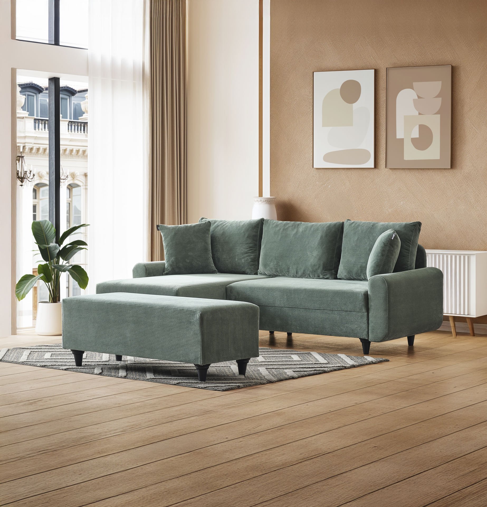 Corner Flavia Köşe Takımı Puflu HAKİ