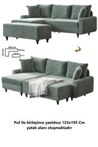 Corner Flavia Köşe Takımı Puflu HAKİ