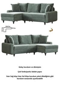 Corner Flavia Köşe Takımı Puflu HAKİ